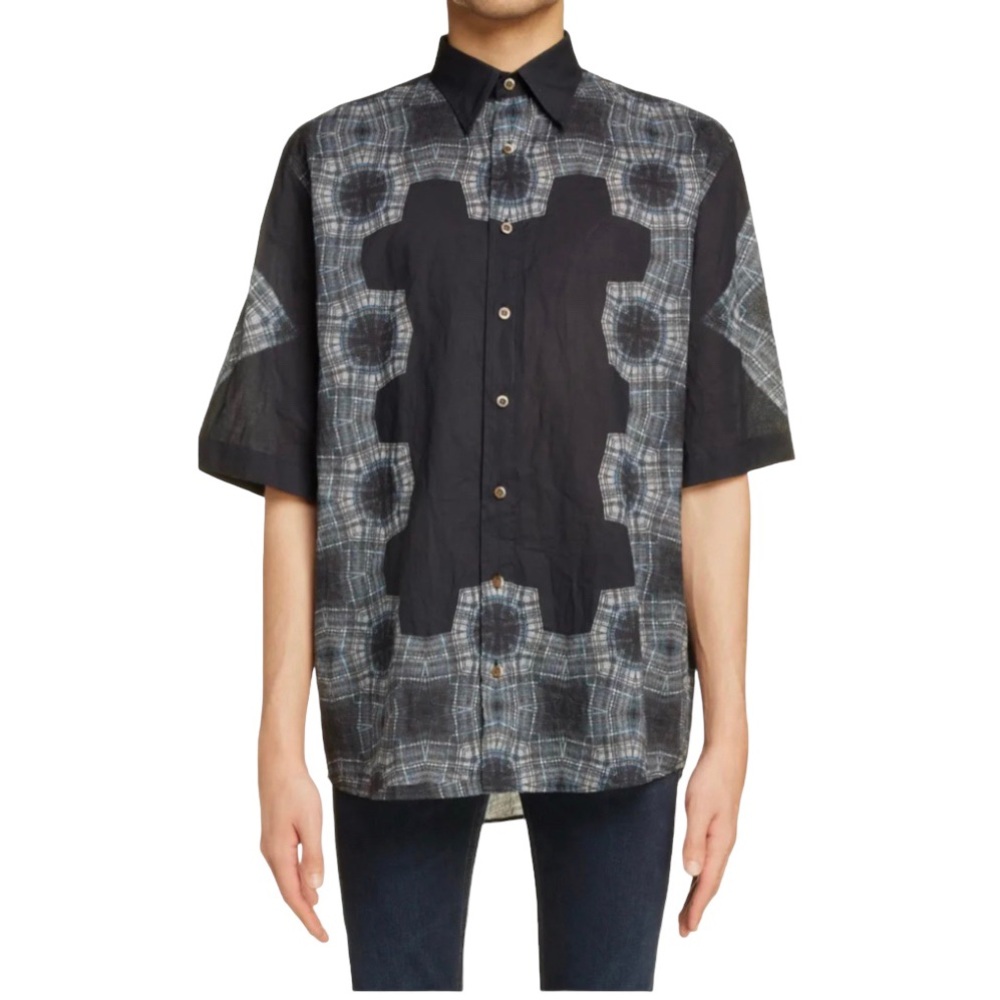 Acne Studios Sandrosa Kaleidoscope Shirt Black EU 46 US 36 Small NWT 100% Cotton